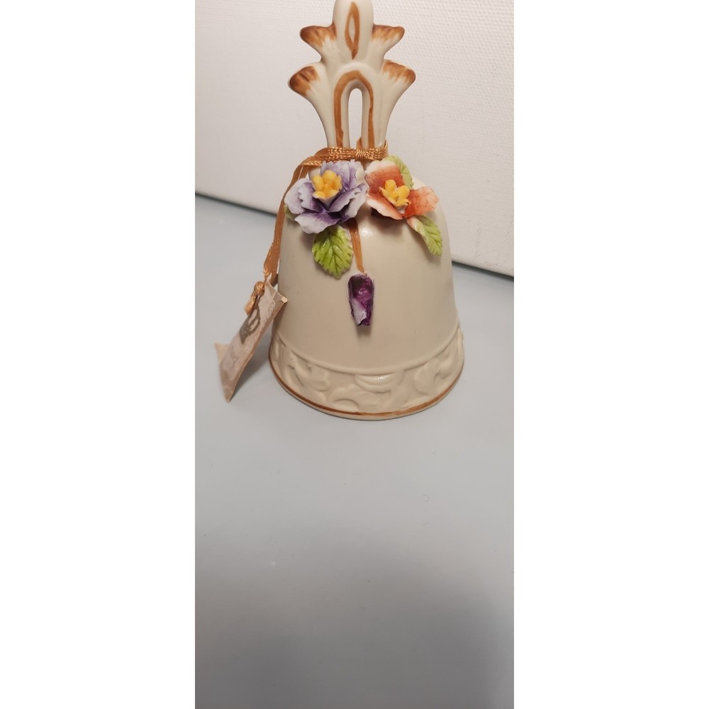 Vintage ARNART Ivory Floral Bisque Bell